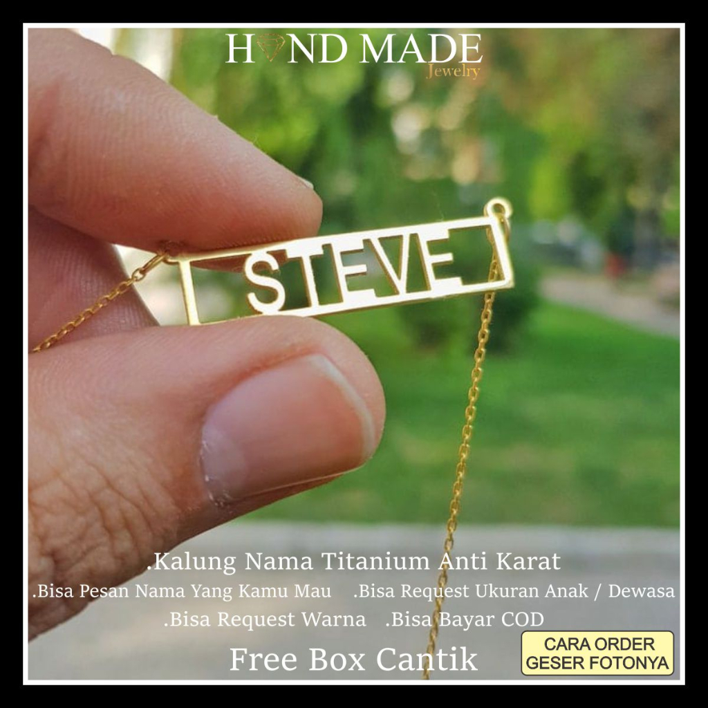 kalung nama titanium anti karat anak dewasa kalungnama aksesoris wanita necklace titanium aksesoris fashion