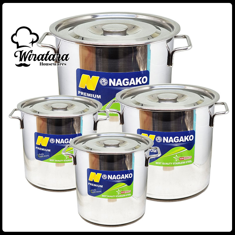 Nagako Panci Stainless 50Liter Tebal Premium Tutup | Stock Pot Masak Tong Air Stenlis | Panci Rebus 