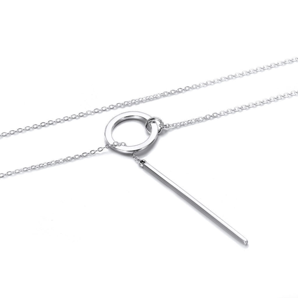 Kalung Wanita Rantai Panjang Fashion Korea Simple Elegan Sederhana Lingkaran Logam Paragraf Pendek Gaya Eropa Warna Gold Silver Necklace Aksesoris Impor NL 06
