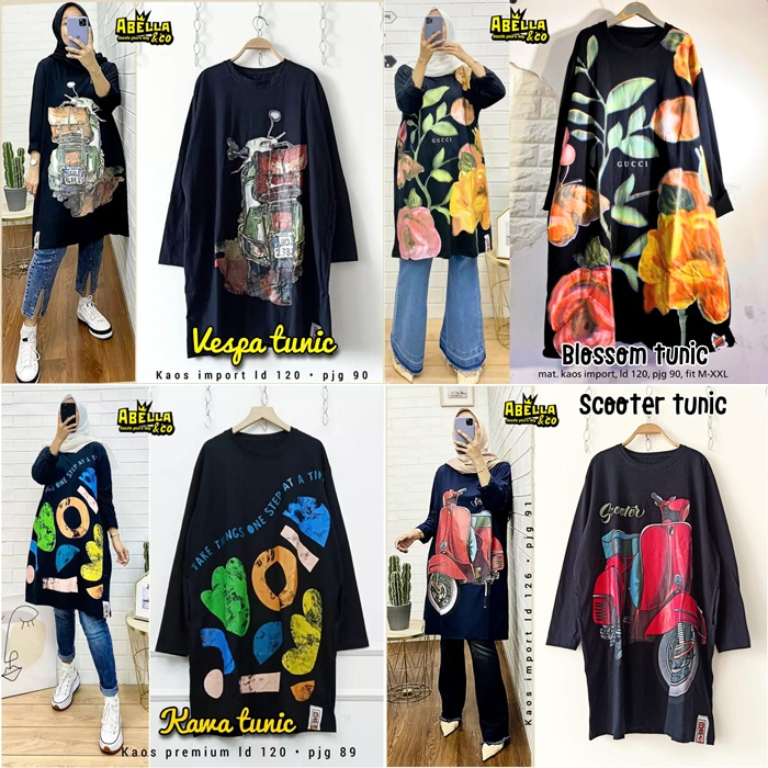 TUNIK KAOS BABYTERRY / 18.9 / WORK EDITION EMIRGAN ONDAY PRIMAVERA VESPA SCOOTER KAWA BLOSSOM OING GALAXY LONDON MAYBE STAY / LD 120 / JUMBO / ABELLA