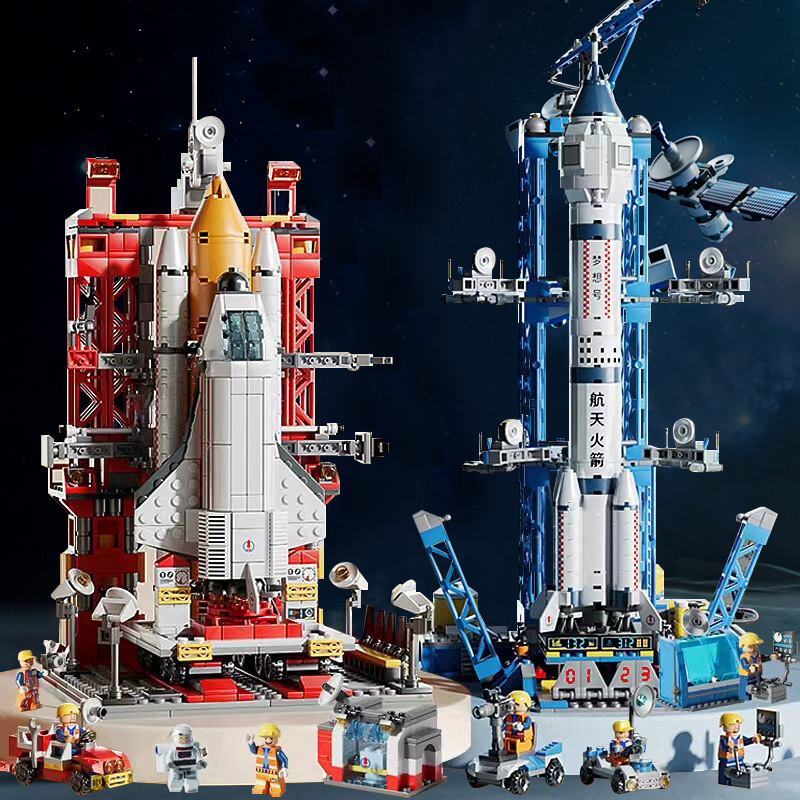 Mainan Block Space Shuttle Pesawat Ulang Alik Peluncur Roket Dinosaurus Hiu 3D Puzzle Mainan Balok Susun Nano Block