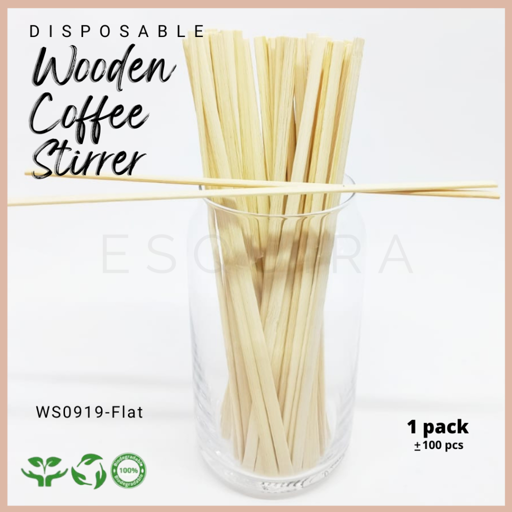 Wooden Coffee Stirrers / Kayu Pengaduk Kopi 18 cm &amp; 19 Cm / 100 Pcs /WS0918, WS0919