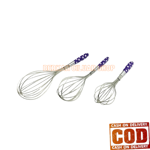 Pengocok Telur Polkadot Stainless Steel / Kocokan Telur Manual Polkadot Gagang Plastik
