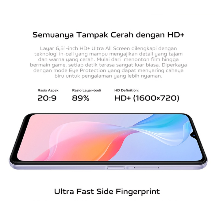 Vivo Y21S 2023 RAM 4GB ROM 64GB/128 GB Face Unclock Fast Fingerprint Garansi Resmi 1 Tahun