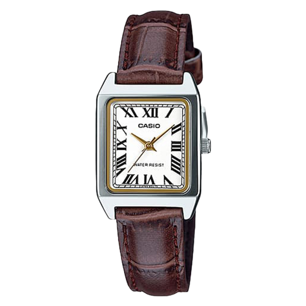 Jam Tangan Casio Analog Brown Leather Strap 22mm Women LTP-V007L-7B2UDF