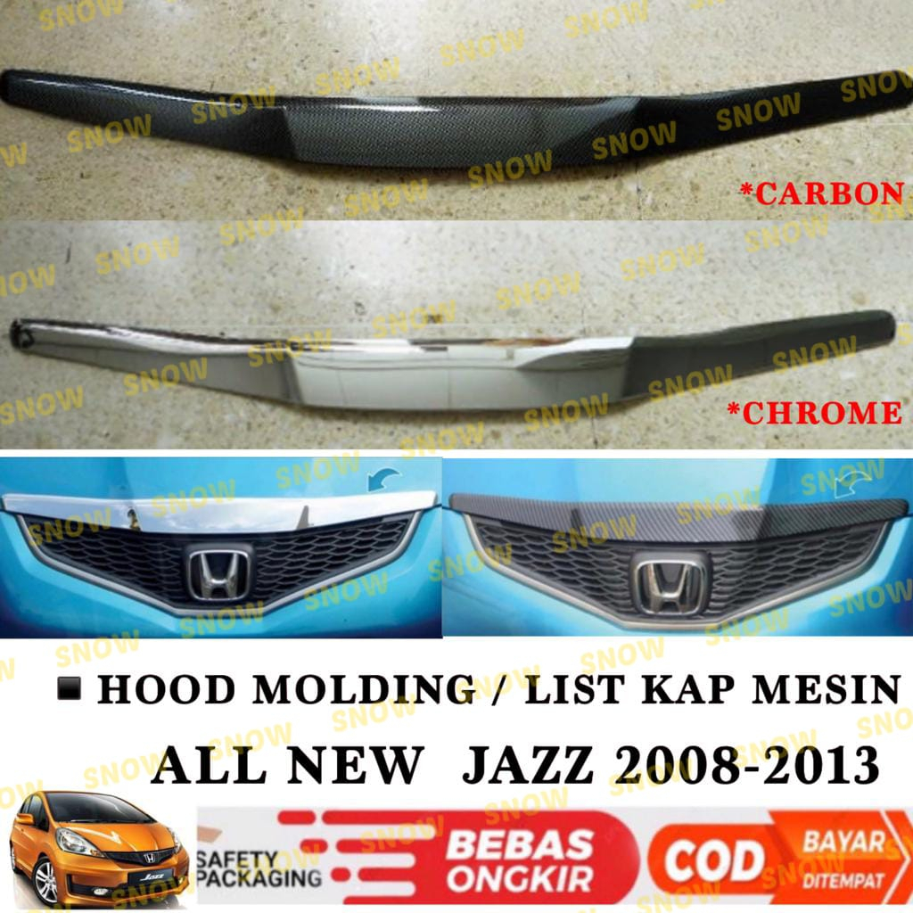 List Kap Mesin All New Jazz 2008 2011 2013 Hood Molding Cover Chrome Carbon