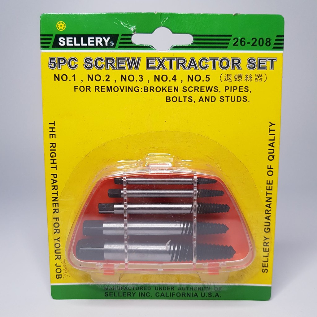 Screw Extractor Sellery / Tap Balik Set 5pcs Sellery
