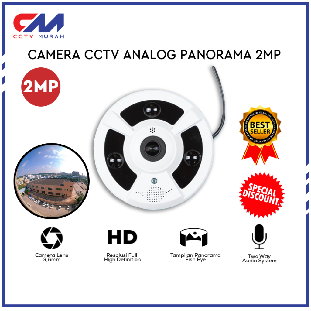 Kamera CCTV 2MP Panorama 360 VR Cam UFO Fisheye AHD Full HD Wide IR Array Top Quality