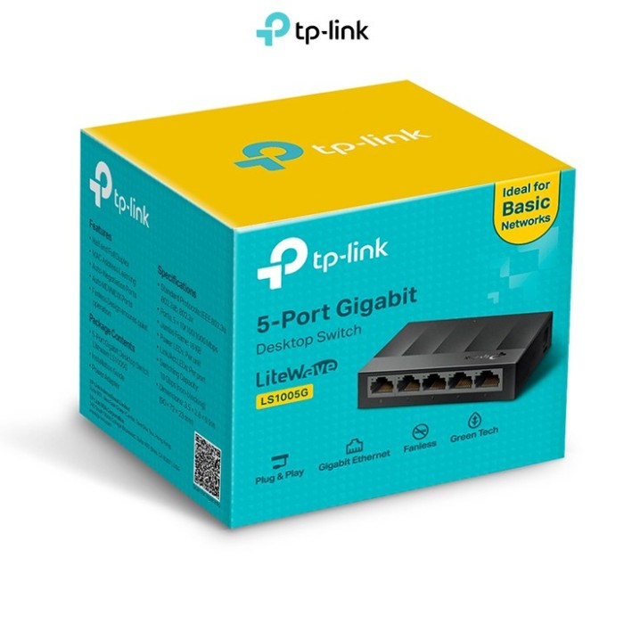 TP-LINK LS1005G 5-PORT 10/100/1000Mbps DESKTOP SWITCH GARANSI RESMI