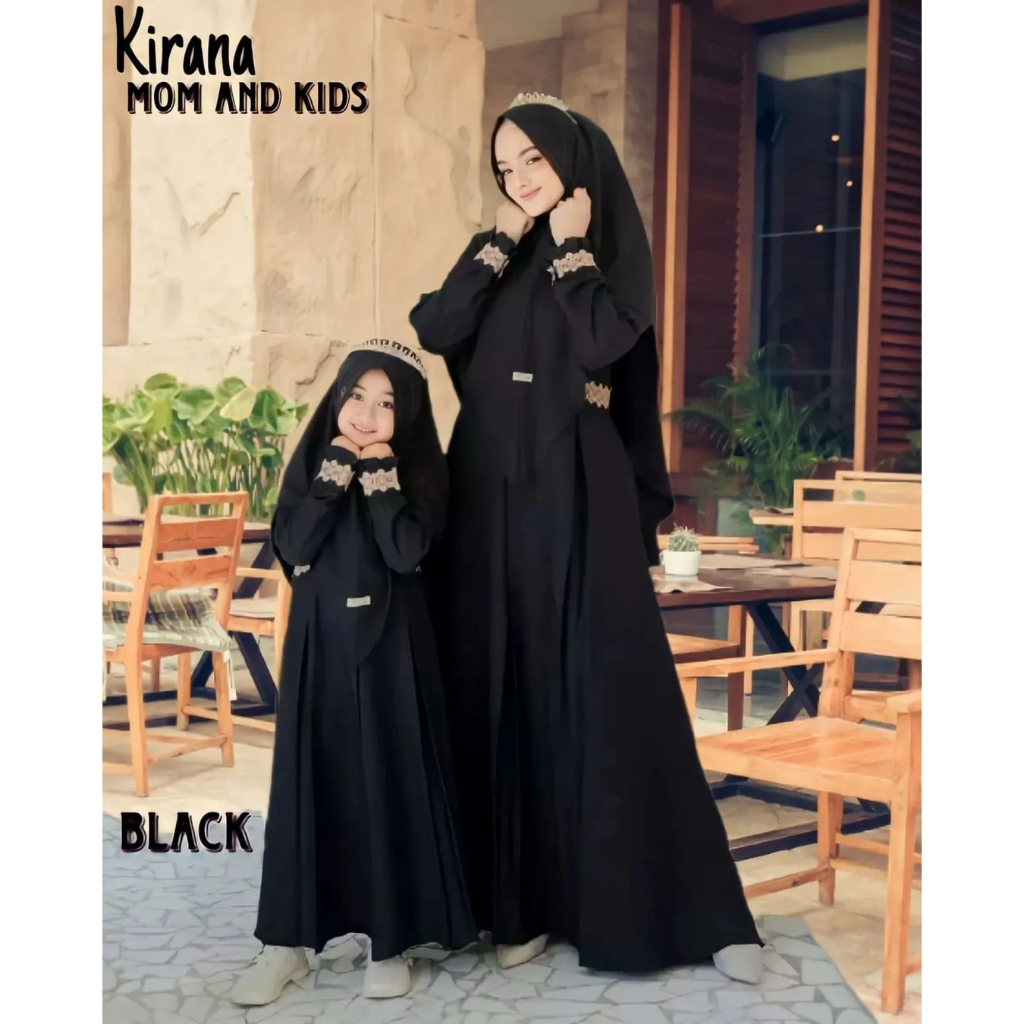 GAMIS SARIMBIT TERBARU IBU DAN ANAK LEBARAN 2023 KIRANA MOM AND KIDS FREE KHIMAR BAHAN CERUTY PREMIU