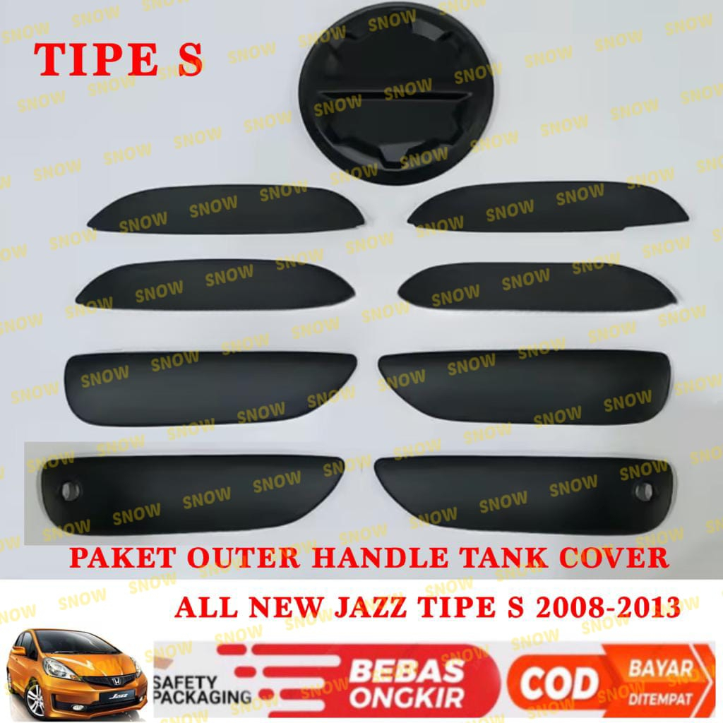 Paket Outer Handle Tank Cover All  New Jazz 2008 2012 2013 TIPE S Hitam Chrome