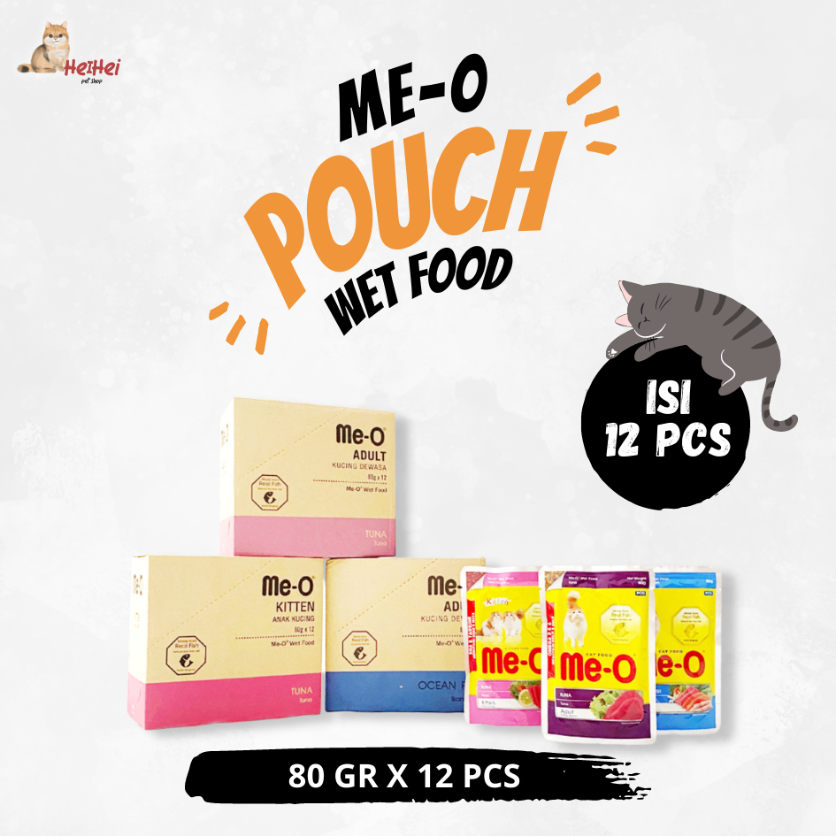 GROSIR Me-O Cat Pouch 80 gr 1 pack (12 pcs) - MeO Cat Adult &amp; Kitten Me O Per Dus Isi 12 pcs - Makanan Basah Kucing Wetfood 80 gr