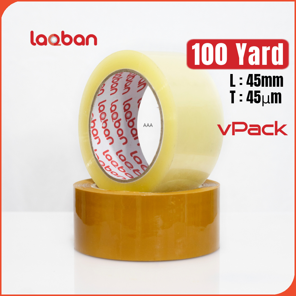 

vPack Lakban Bening Cokelat 100 Yard 45 mm Packing Adhesive Tape Perekat Standard