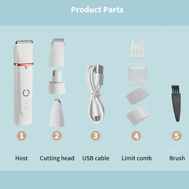 4 in 1 Rechargeable Shaving Elektrik Pet Grooming Hair Clipper Kit Alat Pencukur Bulu Hewan Anjing Kucing Pet Clipper