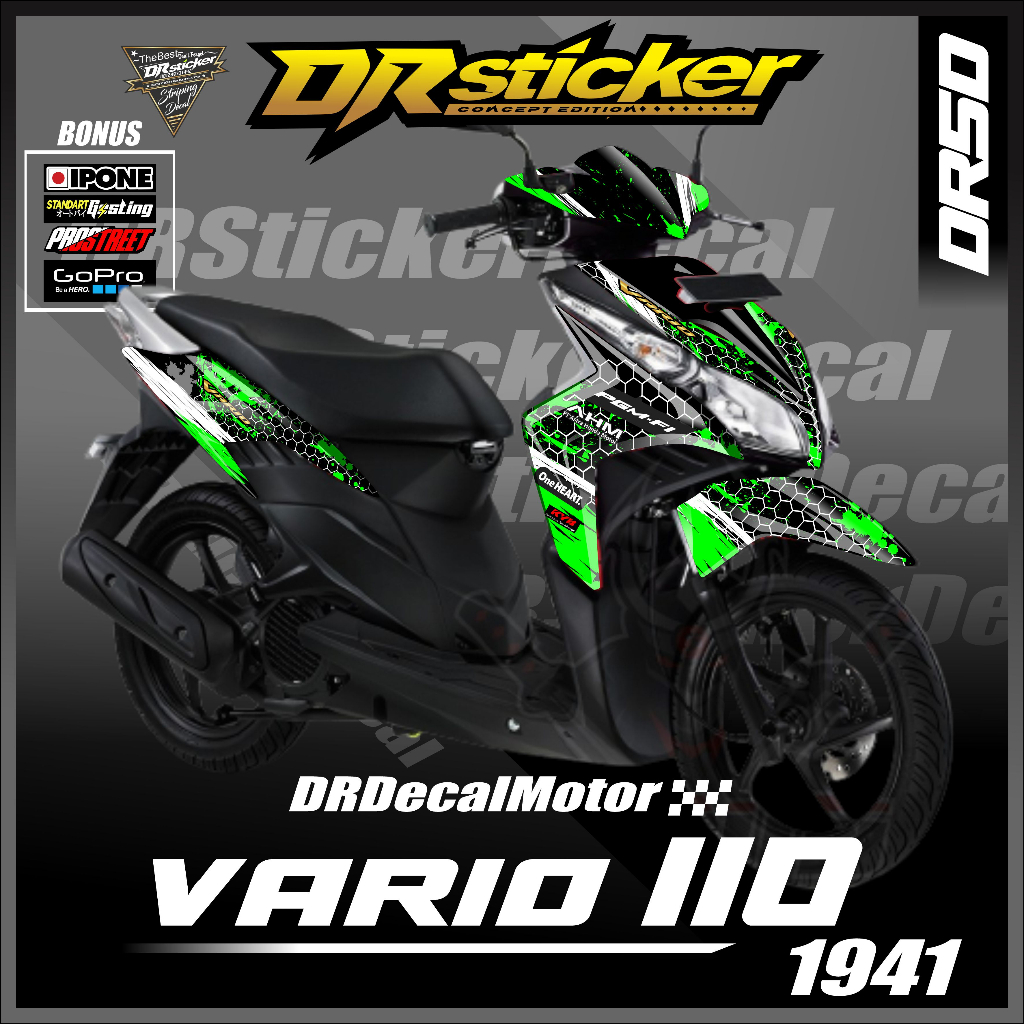 Decal Vario Techno 110 Full Body Stiker Karbu 2009 2010 2011 2012 2013 Sticker Motor Honda Aksesoris