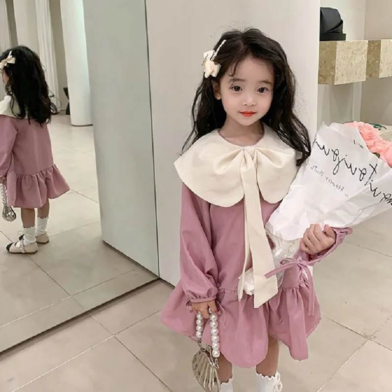 Dress Anak Perempuan Feminine Big Ribbon Pink