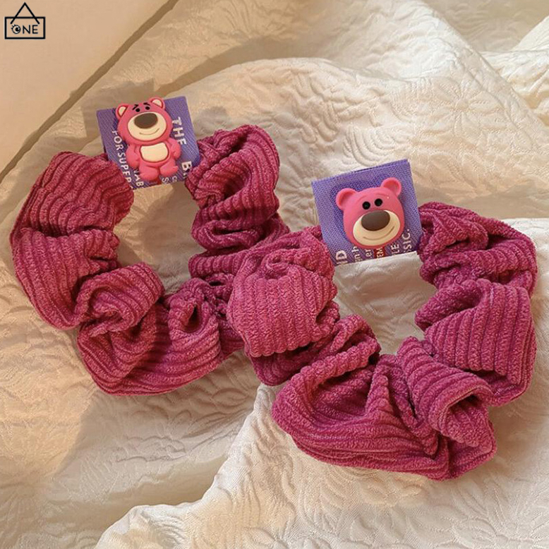 COD❤️Ikat Rambut Lotso Bear Lucu Korea Beruang Stroberi Tali Rambut Mewah Cuci Muka Wanita Hiasan Kepala Jepit Rambut