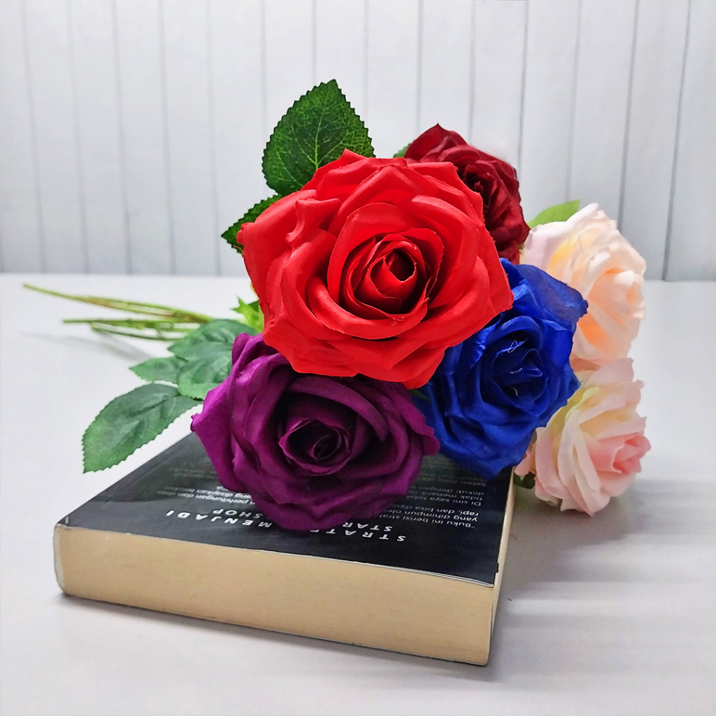 Bunga Mawar Hias Tangkai Palsu Artificial Flower Rose Satuan Dekorasi Rumah Acara Bouquet PBP120