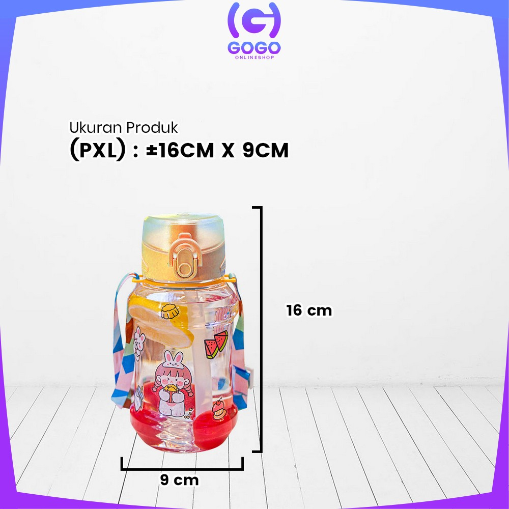 GOGO-C830 Botol Air Minum 600ML FREE Tali Botol Minum Flip Top Anak BPA FREE / Botol Minum Anak Sedotan Anti Pecah Anti Tumpah