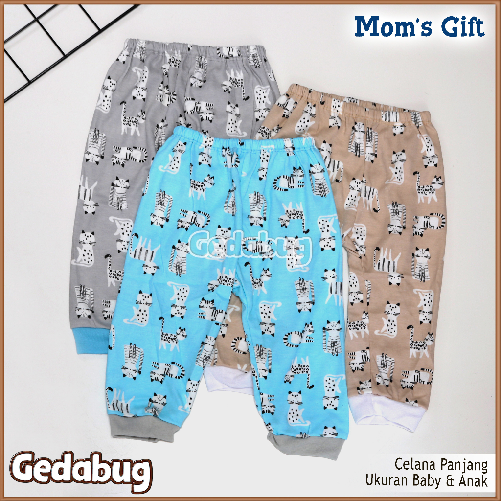 3 Pcs - Celana Panjang Mom's Gift Print | Celana Panjang Anak Berkualitas | GEDABUG