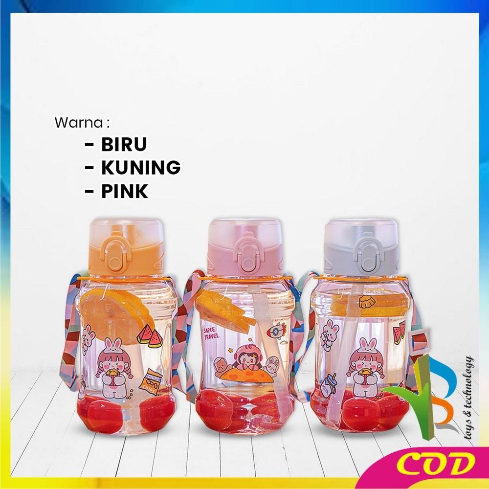 RB-C830 Botol Air Minum 600ML FREE Tali Botol Minum Flip Top Anak BPA FREE / Botol Minum Anak Sedotan Anti Pecah Anti Tumpah