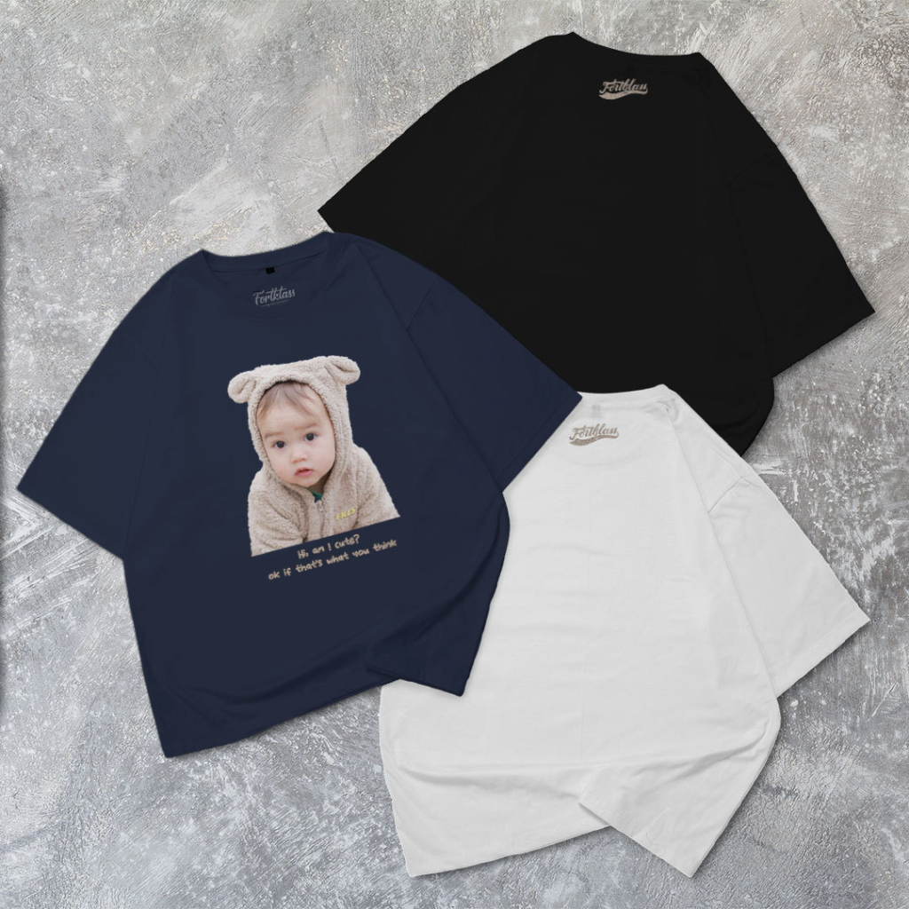 Hipnop Cute Baby Kaos Oversize Pria T shirt Cowok Kaos Lengan Pendek Kaos Big Size Kaos Distro