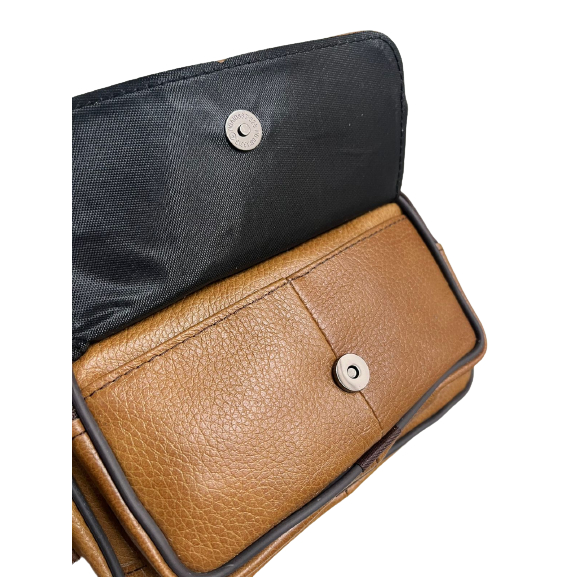 TAS SELEMPANG KULIT ASLI IMPORT PRIA MULTIFUNGSI / TAS PINGGANG IMPORT PRIA KULIT ASLI / TAS HP PRIA LEATHER - 8014