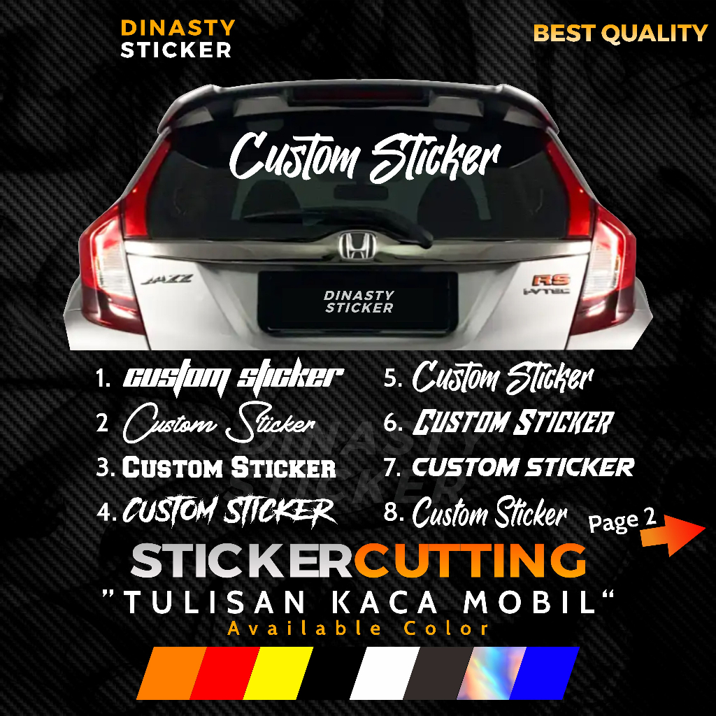 STICKER STIKER CUTTING TULISAN KATA KATA NAMA KACA MOBIL DEPAN KACA BELAKANG KACA BUS TRUCK ELF CANT