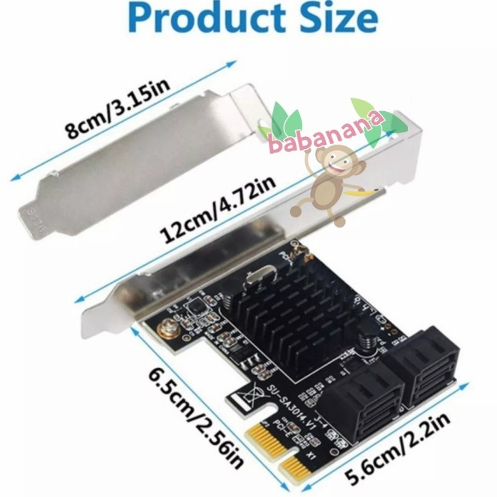 Pcie sata 3.0 card 4 port hub splitter cabang expansion hdd internal