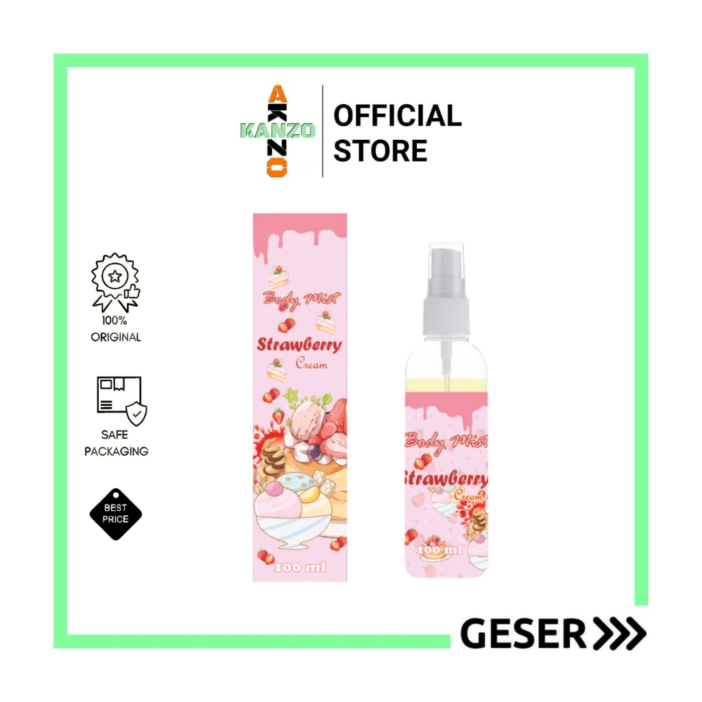 Kanzo - Parfum Body Mist Strawberry Cream 100ml Premium / Body Mist Strawberry Cream 100ml Best Seller / Parfum Strawberry 100ml