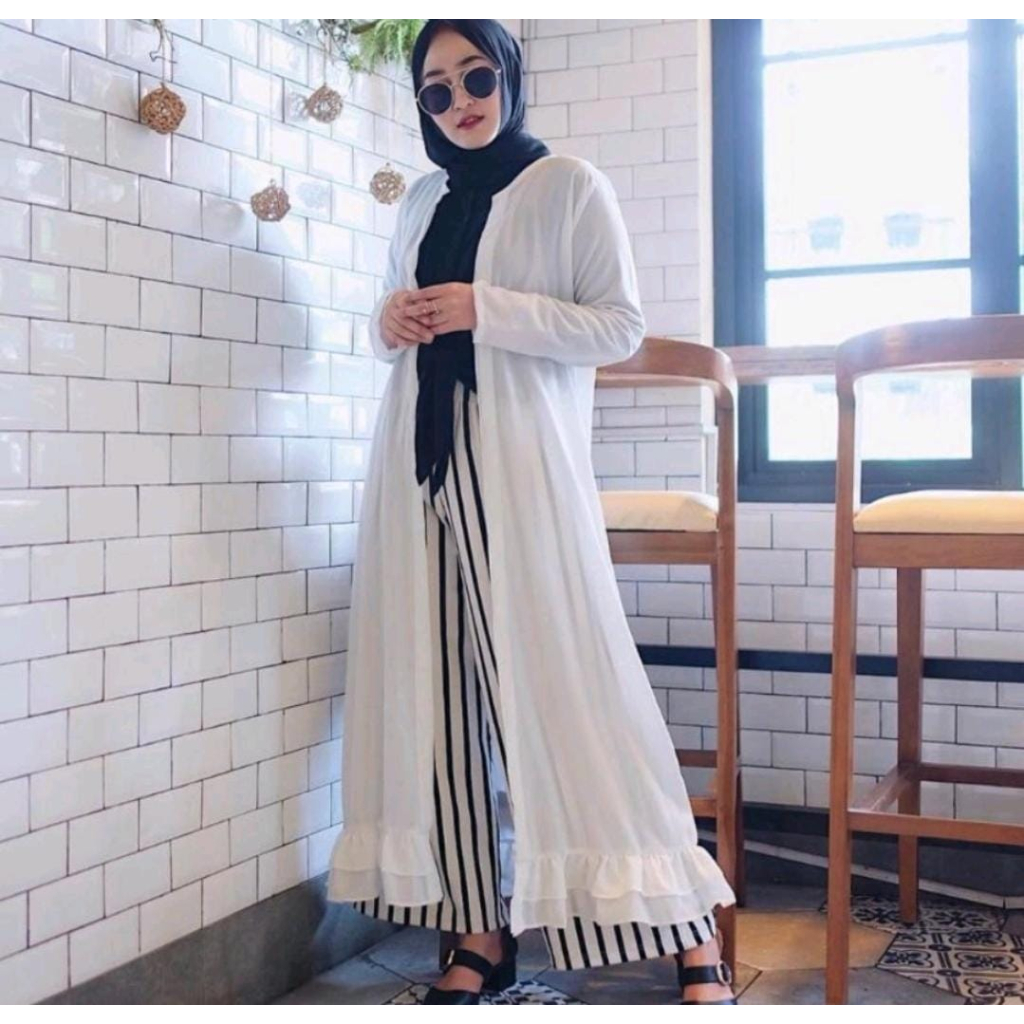 LONG OUTER TERBARU IVANKA BAHAN CERUTY BABYDOLL FREE BELT