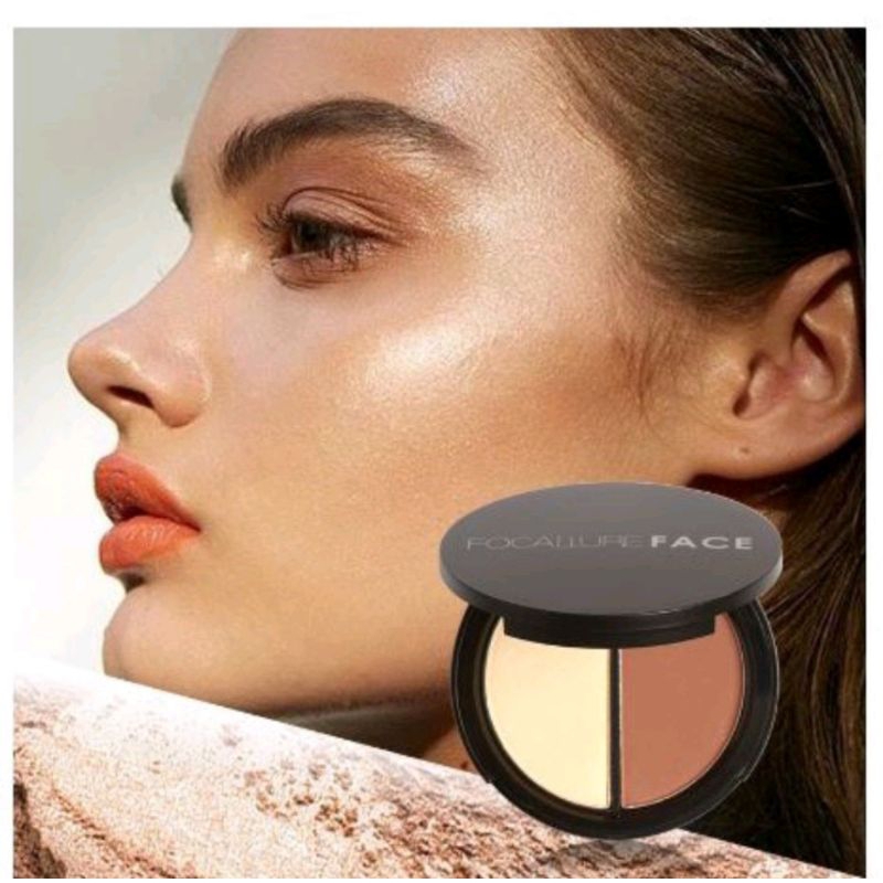 FOCALLURE Highlighter dan Contour powder pallete FA-05 BPOM berkualitas