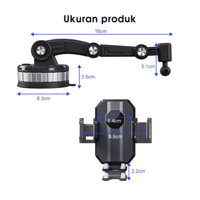 (SUN) HOLDER HD-61 CAR PHONE UNIVERSAL HD61 4 IN 1 STAND HANDPHONE MOBIL DASHBOARD DAN KACA 360 DERAJAT MULTIFUNGSI