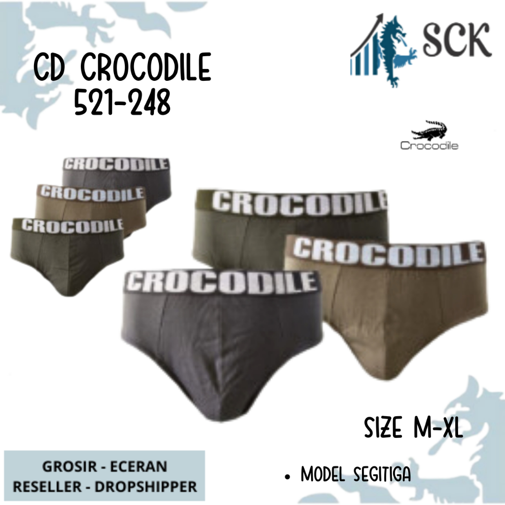 [ISI 3] CD Pria CROCODILE 521-248 Pinggang Karet Boxer / CD Cowok PAKAIAN DALAM Pria - sckmenwear GROSIR