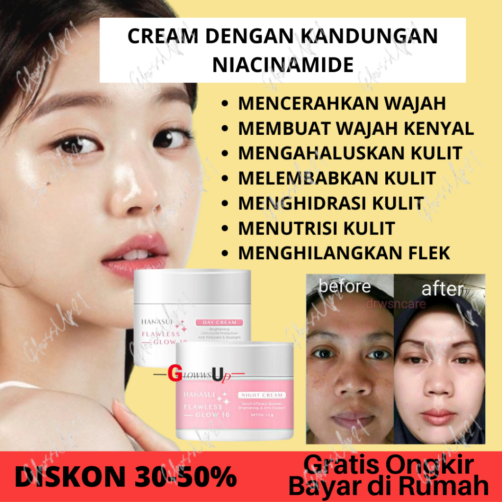 HANASUI FLAWLESS GLOW 10 DAY N NIGHT CREAM 15GR BPOM - DAY CREAM