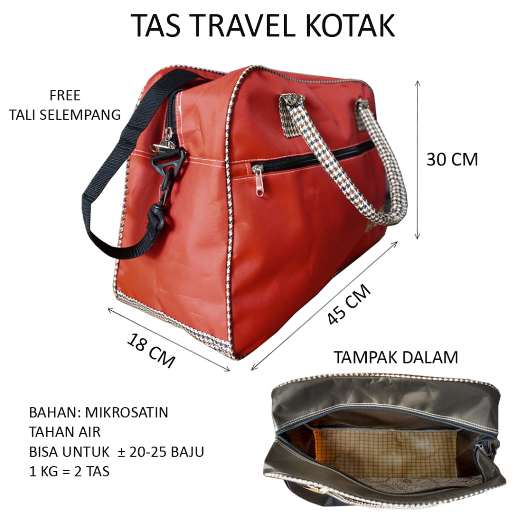TAS TRAVEL Besar Microsatin Tali Selempang Duffel Bag
