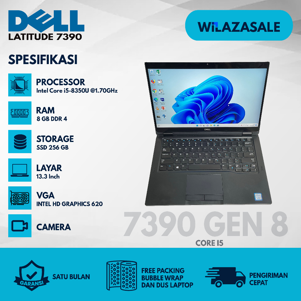 LAPTOP PREMIUM DELL LATITUDE 7390 5490 CORE I7 SSD 256 GB RAM 8GB