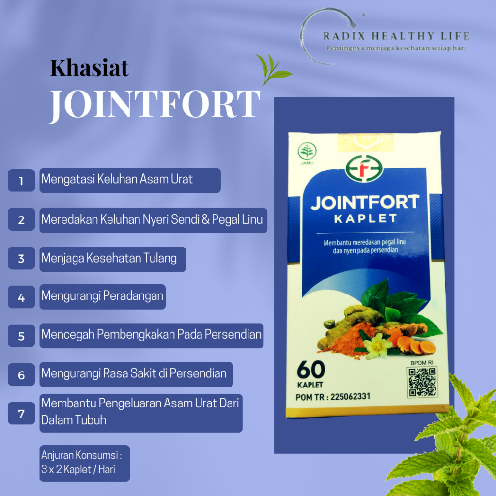 JOINTFORT Kaplet Obat Asam Urat Herbal Saraf Kejepit Pegal Linu Dan Nyeri Sendi Ampuh ASLI