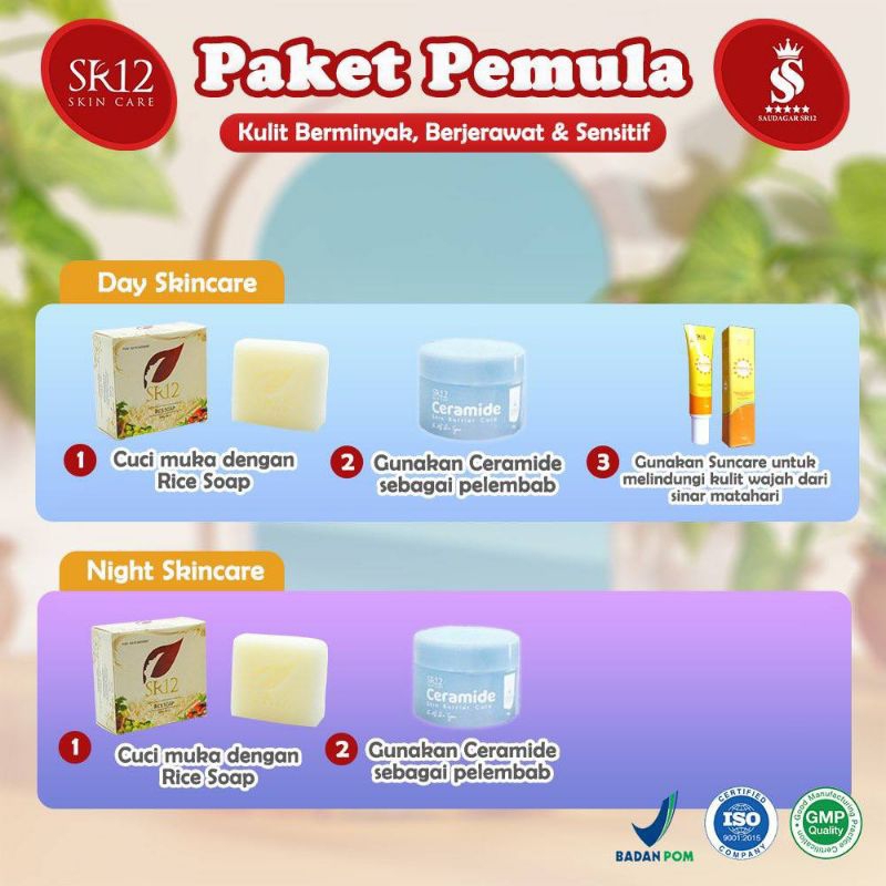 Paket Glowing Skincare Pemula SR12 perawatan wajah SR12 Herbal Skincare