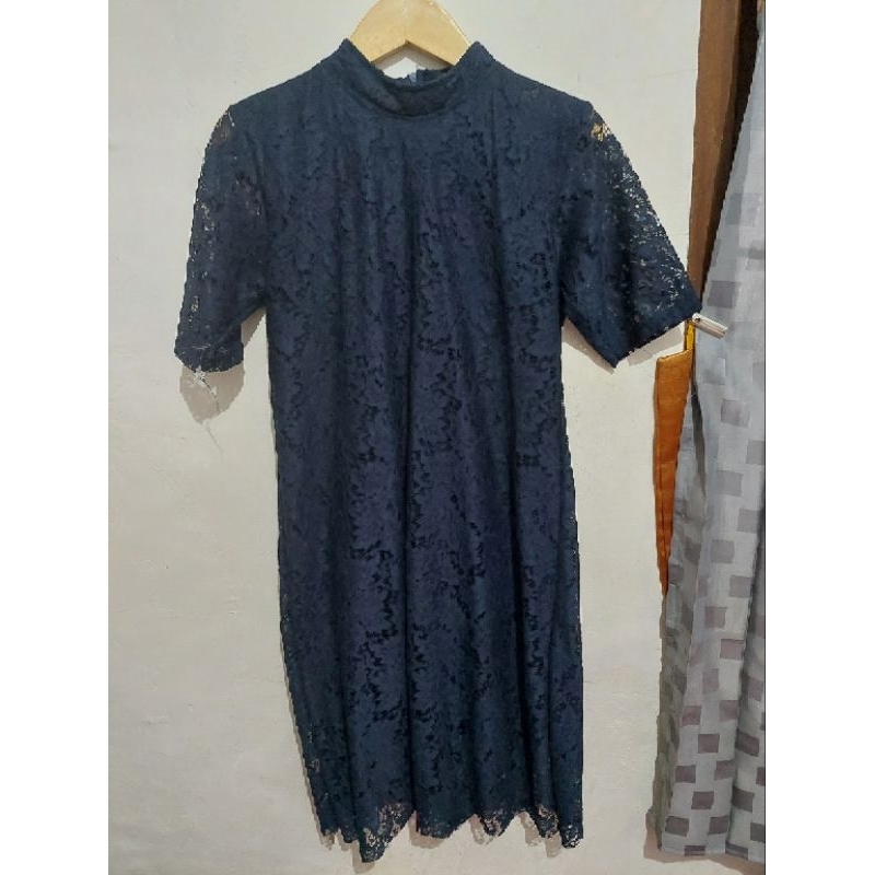 Midi Dress Brokat/ lengan pendek/ kondangan
