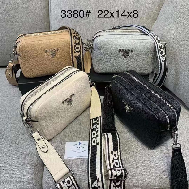 tas fashion Prada slingbag 2ruang,pr double Zipper selempang free box