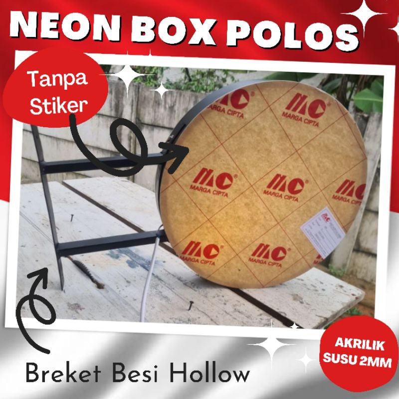 NEON BOX BULAT POLOS 2SISI NON STIKER FREE BREKET