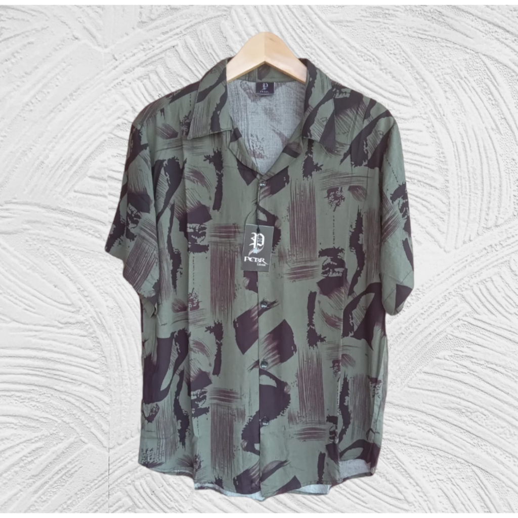 Kemeja Pria motif abstrak vintage rayon