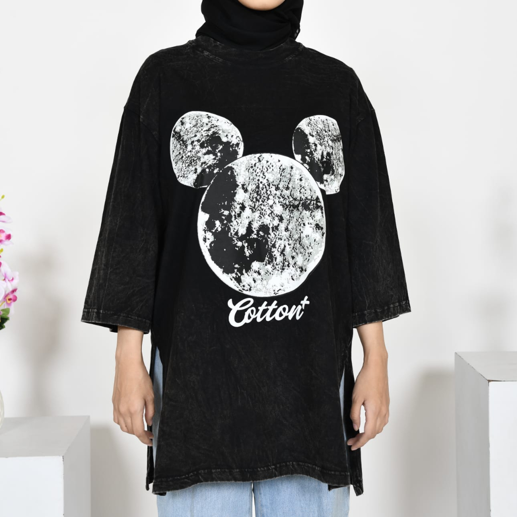 Kaos Karakter Wanita Mickey Mouse Friends Original Cotton Plus Lengan 7/8 Jumbo / KAos Wanita Washing Hijab Terlaris