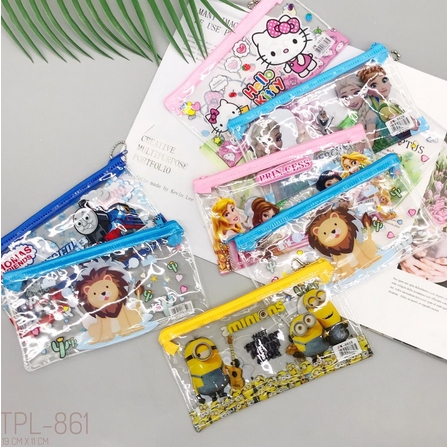 

TEMPAT PENSIL TRANSPARAN POUCH / KOTAK TEMPAT PENSIL KOREA / PENCIL CASE KARTUN
