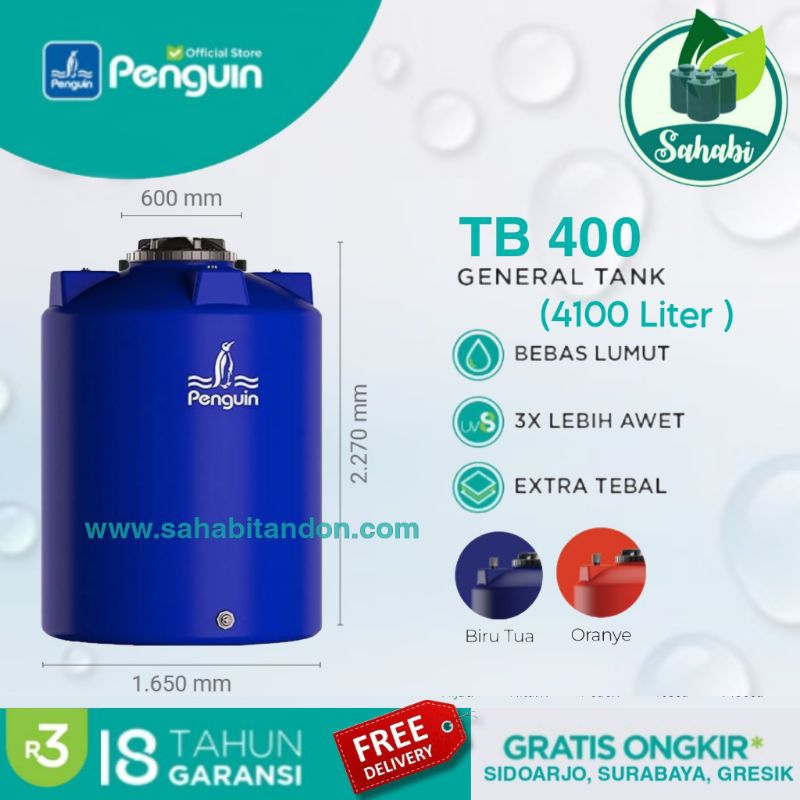 Tandon Air / Tangki Air / Toren Air PENGUIN/PINGUIN Rotamould 3 Ukuran 4000 / 4100 Liter