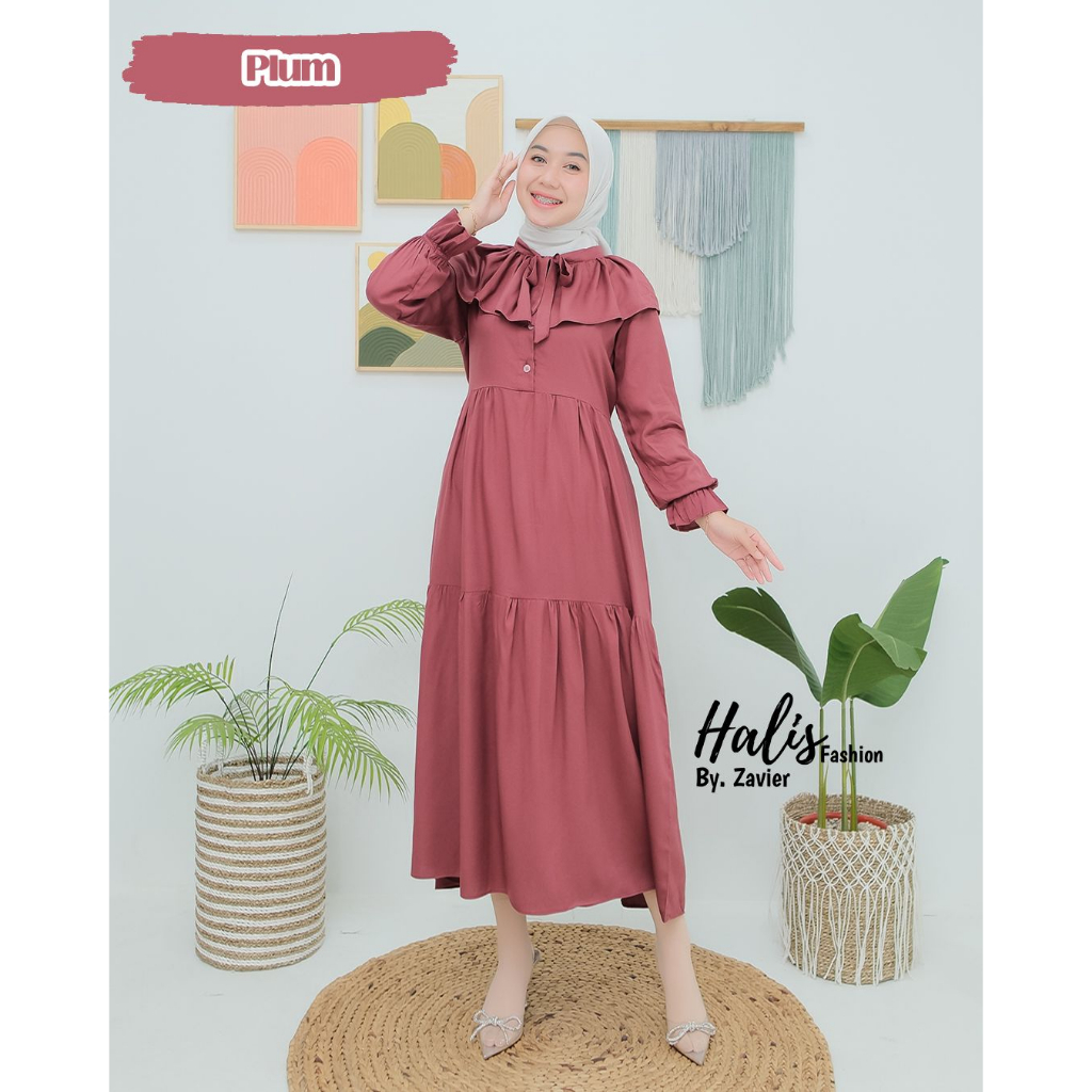 MIDI dress katun twill halis fashion syari cotton adem terbaru