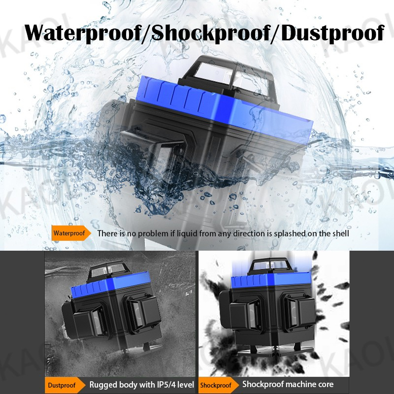 Laser Level 16 Lines/12 Lines/5 Lines 2 baterai Mesin Self Leveling Tingkat Laser Tingkat Laser Sinar Hijau dengan Remot Laser Siku Waterpass Digital Laser 3D High-precision