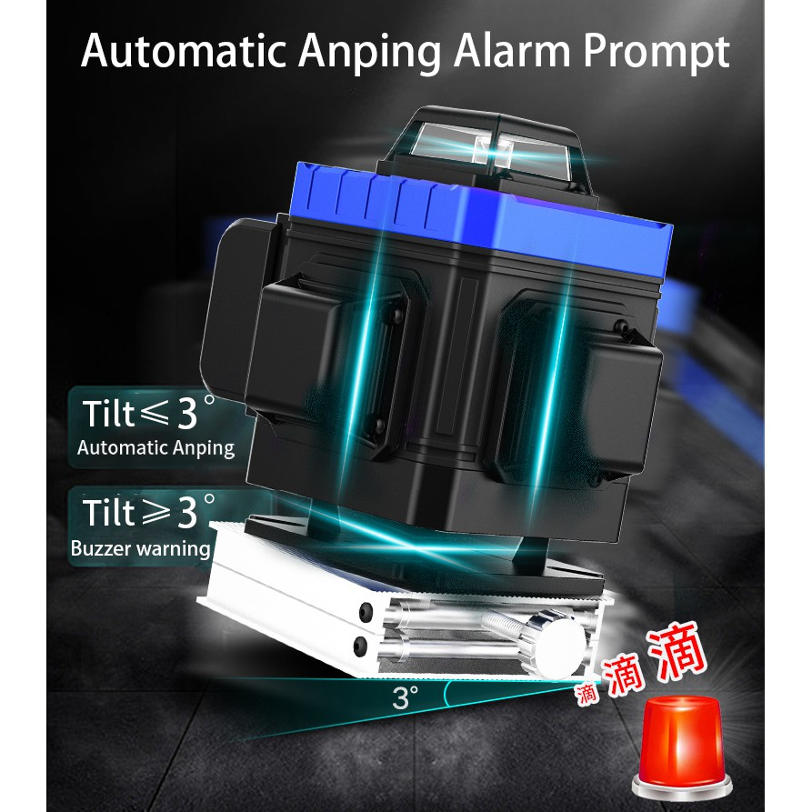 Laser Level 16 Lines/12 Lines/5 Lines 2 baterai Mesin Self Leveling Tingkat Laser Tingkat Laser Sinar Hijau dengan Remot Laser Siku Waterpass Digital Laser 3D High-precision