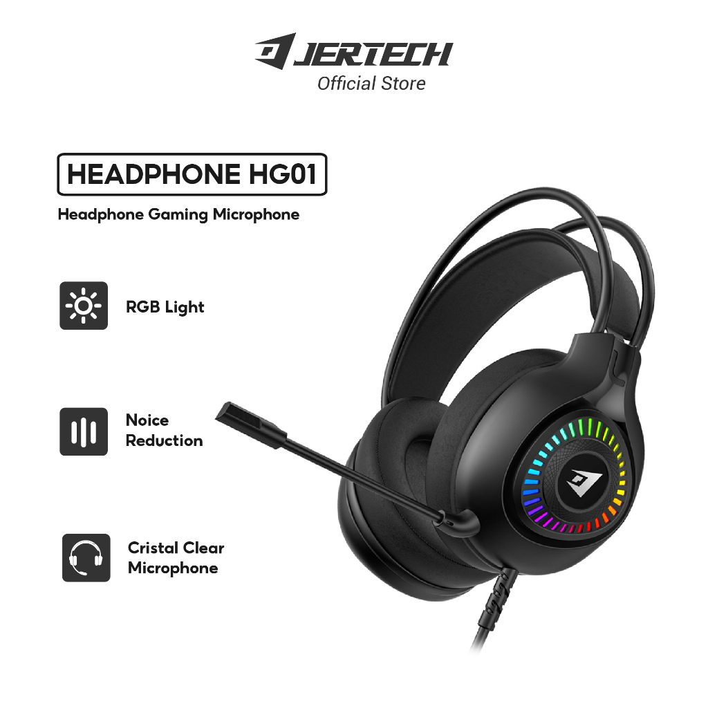 JERTECH Headphone Gaming HG01 Microphone Kabel Noise Cancelling RGB Light